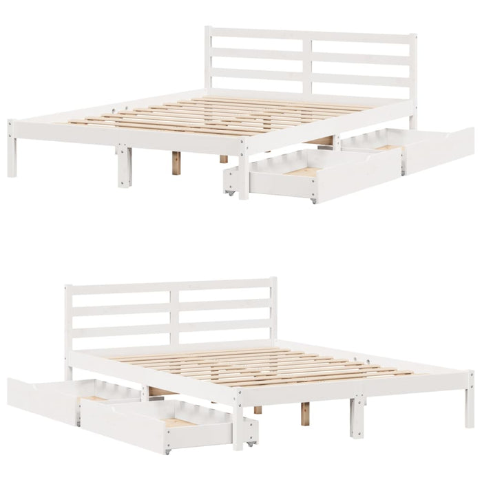 Letto senza Materasso Bianco 140x190 cm Legno Massello di Pino 3301533