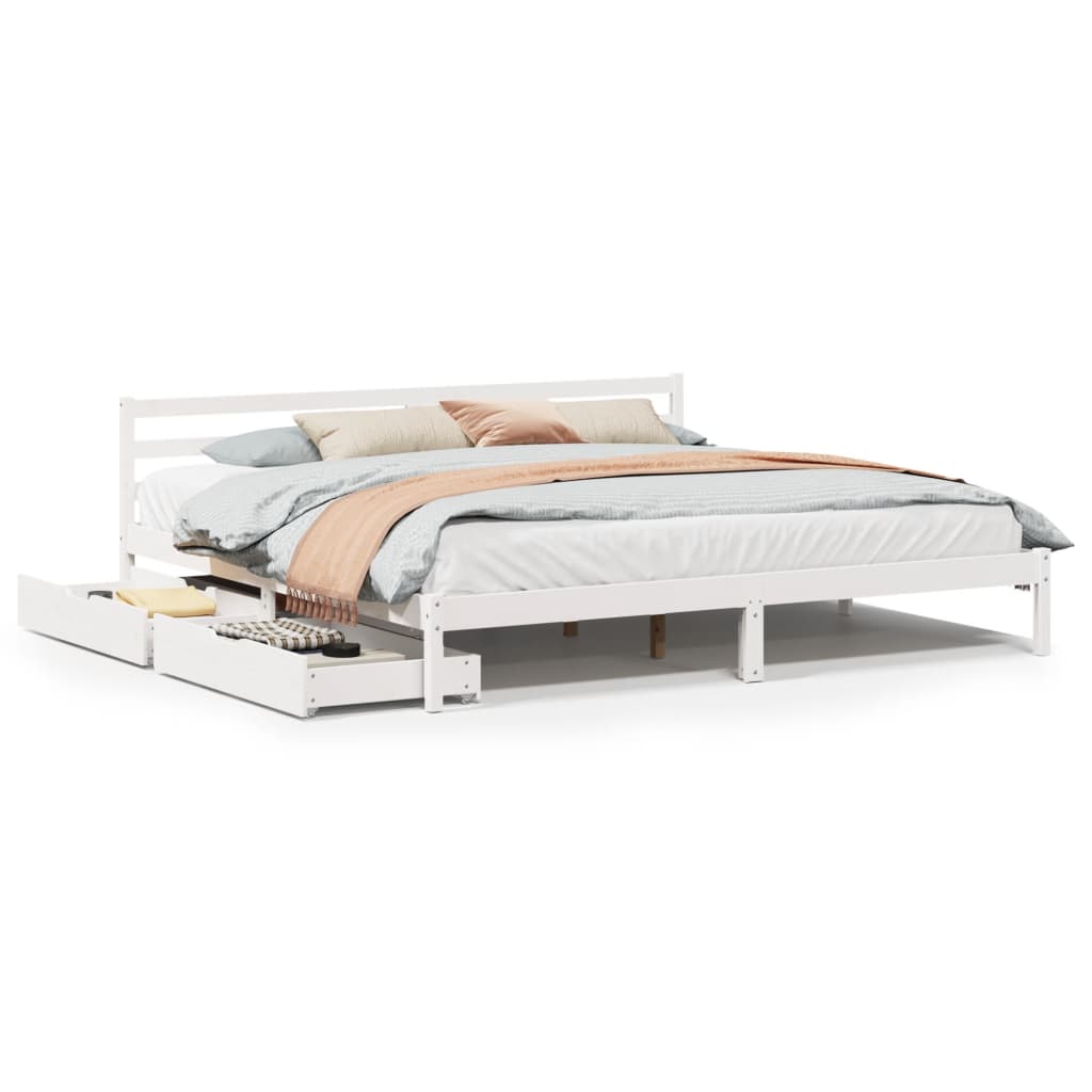 Letto senza Materasso Bianco 180x200 cm Legno Massello di Pino 3301547