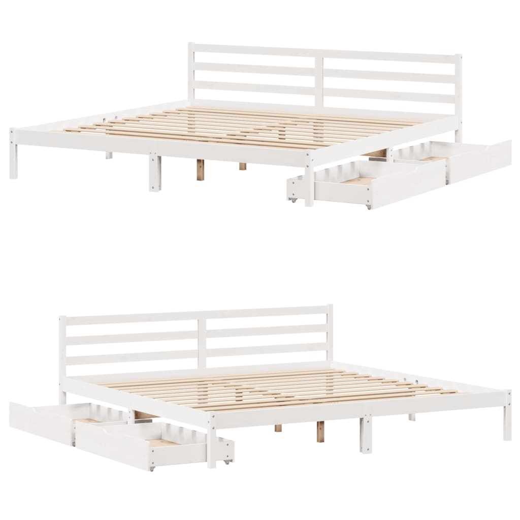 Letto senza Materasso Bianco 180x200 cm Legno Massello di Pino 3301547