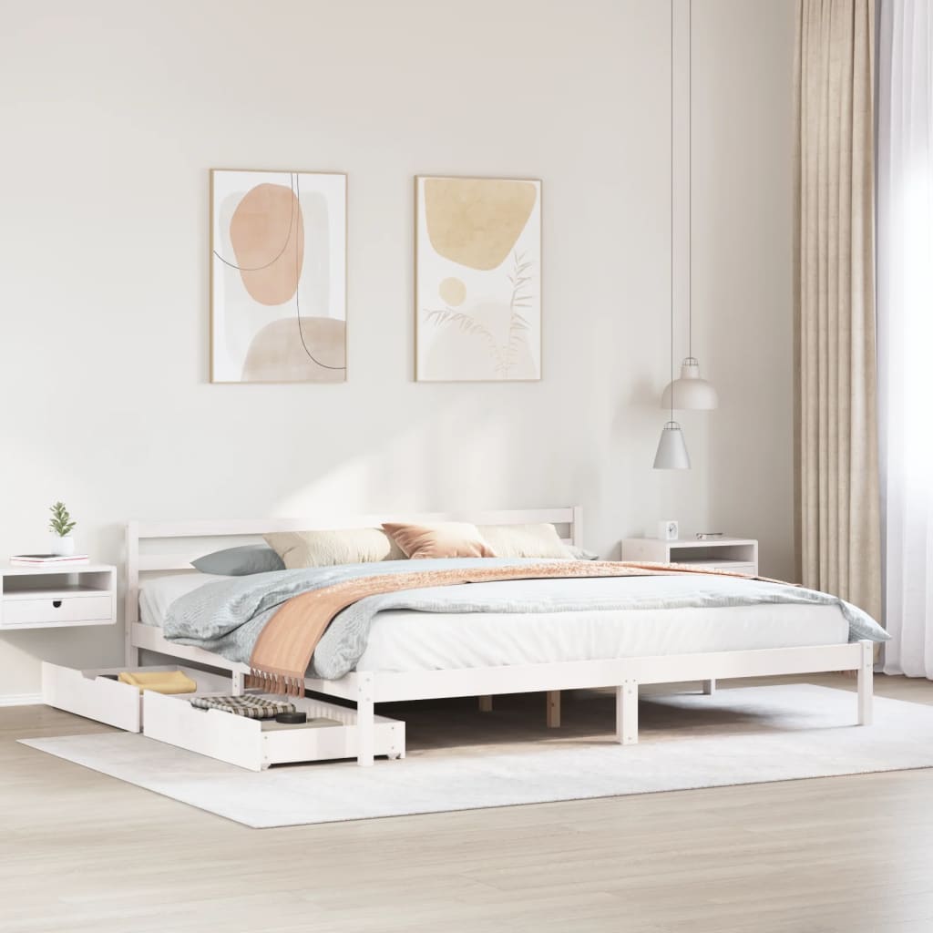 Letto senza Materasso Bianco 180x200 cm Legno Massello di Pino 3301547