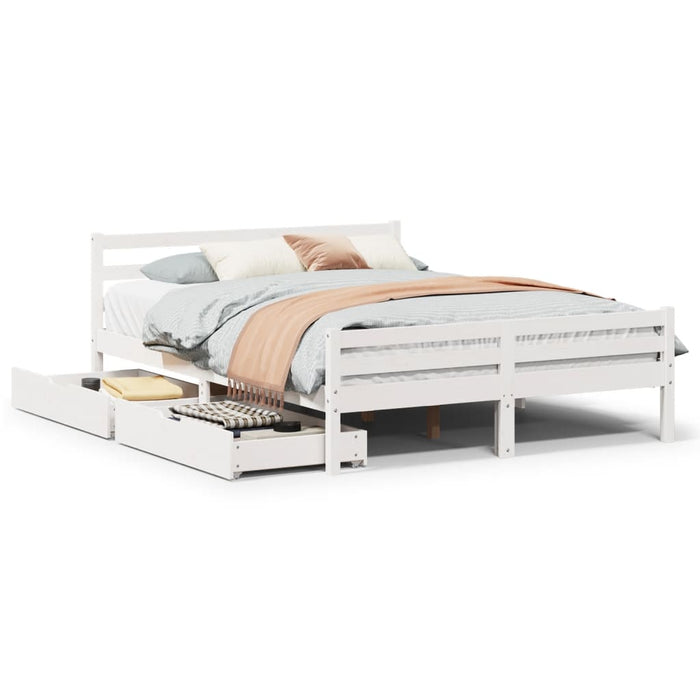 Letto senza Materasso Bianco 140x190 cm Legno Massello di Pino 3301603