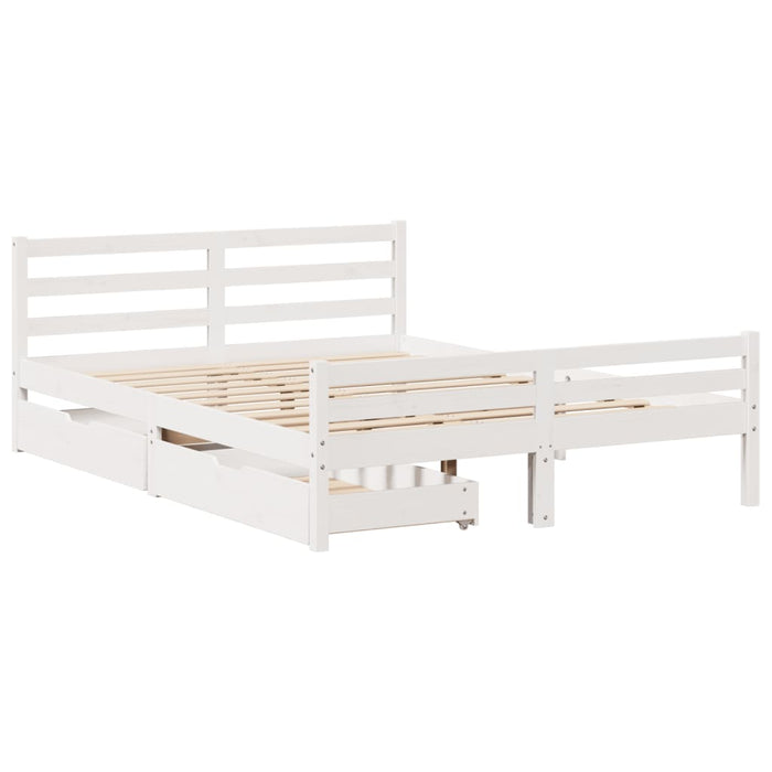 Letto senza Materasso Bianco 140x190 cm Legno Massello di Pino 3301603