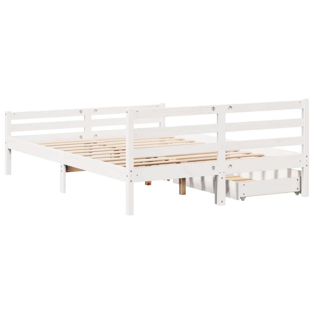 Letto senza Materasso Bianco 140x190 cm Legno Massello di Pino 3301603