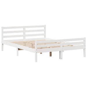 Letto senza Materasso Bianco 140x190 cm Legno Massello di Pino 3301603