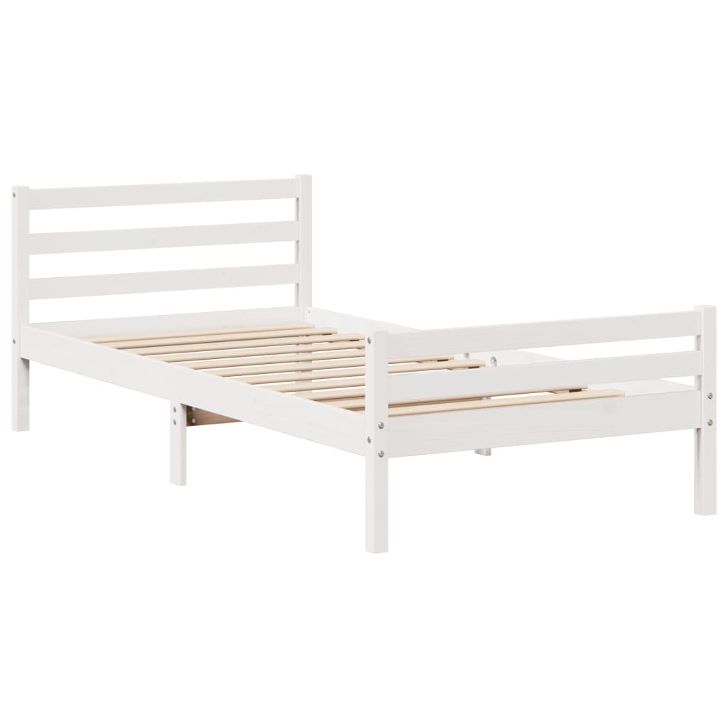 Letto senza Materasso Bianco 90x200 cm Legno Massello di Pino 3301605