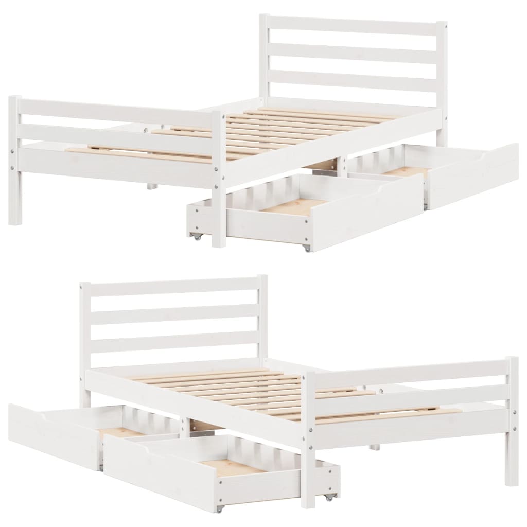 Letto senza Materasso Bianco 90x200 cm Legno Massello di Pino 3301605