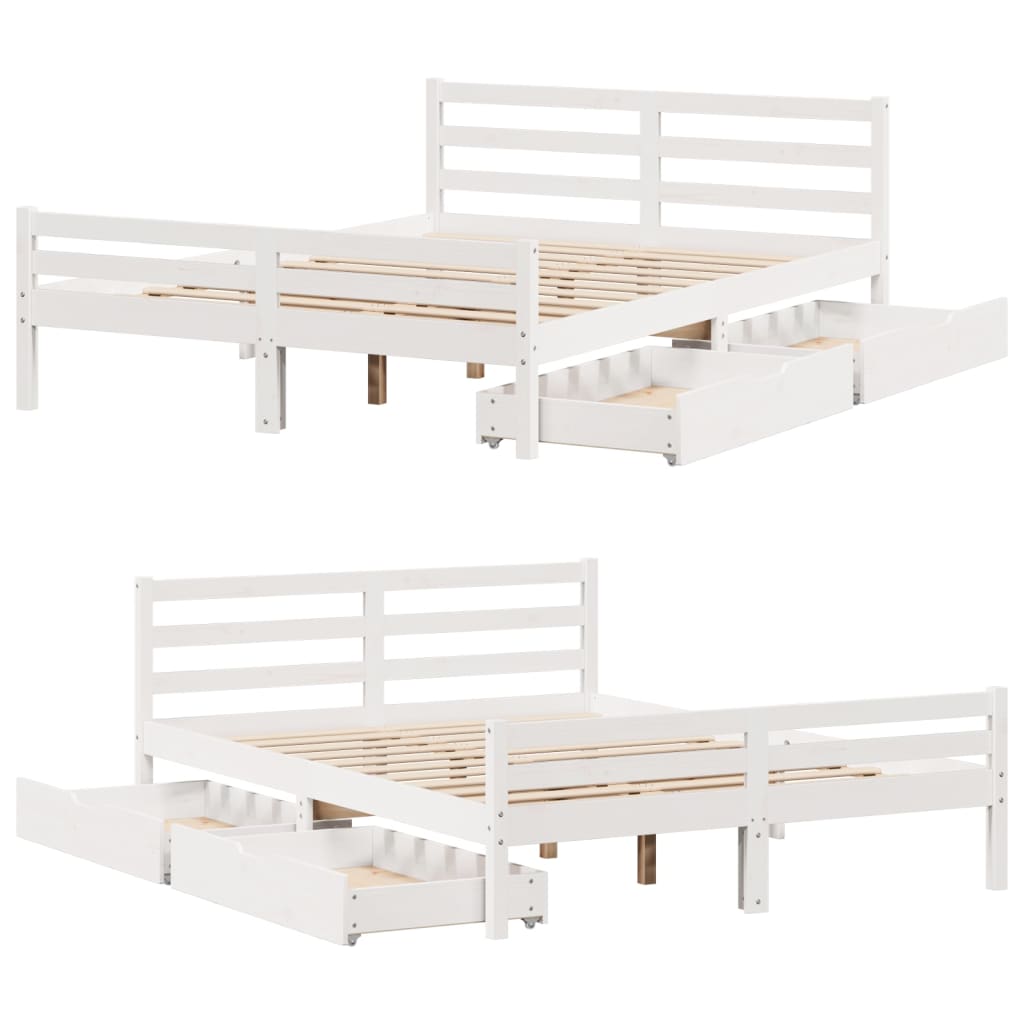 Letto senza Materasso Bianco 120x200 cm Legno Massello di Pino 3301609