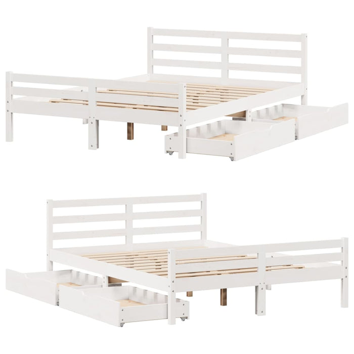 Letto senza Materasso Bianco 120x200 cm Legno Massello di Pino 3301609