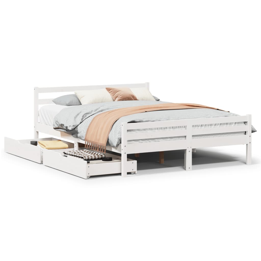 Letto senza Materasso Bianco 150x200 cm Legno Massello di Pino 3301613