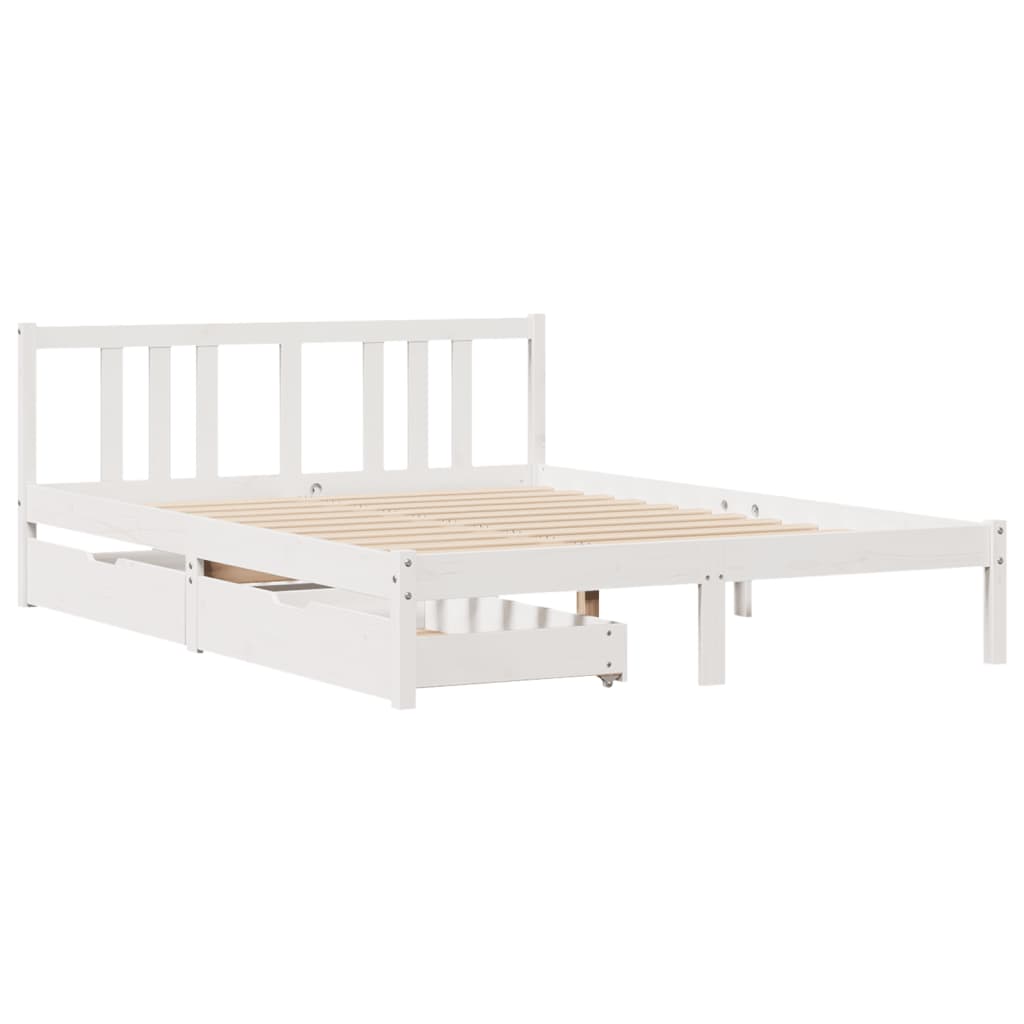 Letto senza Materasso Bianco 140x190 cm Legno Massello di Pino 3301629