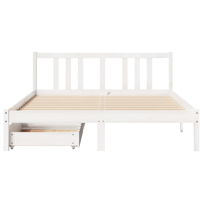 Letto senza Materasso Bianco 140x190 cm Legno Massello di Pino 3301629