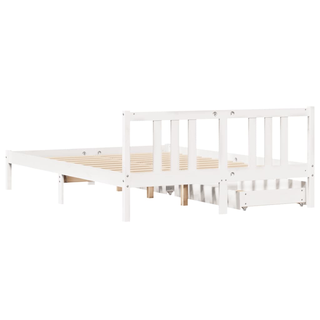 Letto senza Materasso Bianco 140x190 cm Legno Massello di Pino 3301629