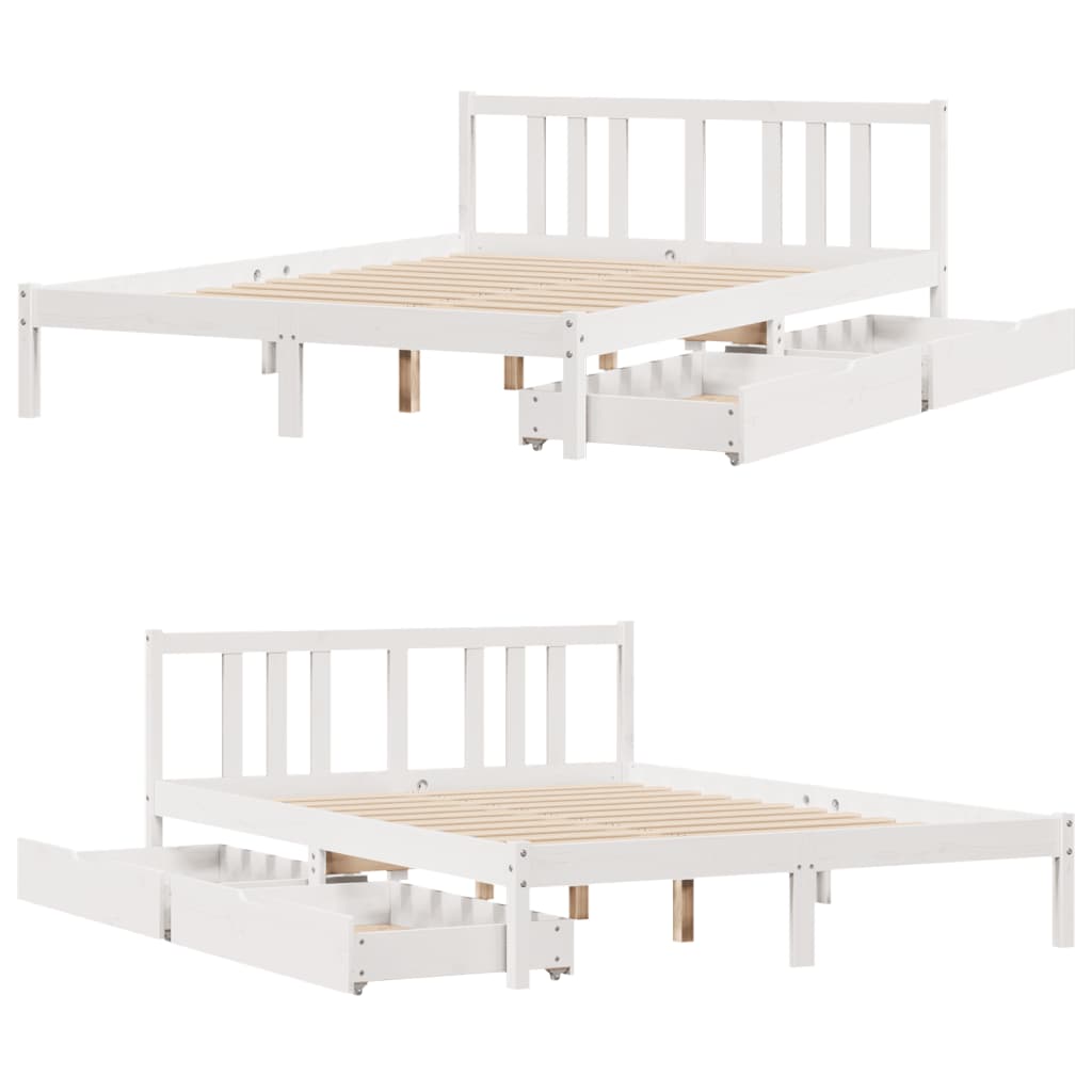 Letto senza Materasso Bianco 140x190 cm Legno Massello di Pino 3301629