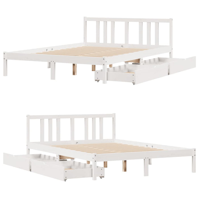 Letto senza Materasso Bianco 140x190 cm Legno Massello di Pino 3301629