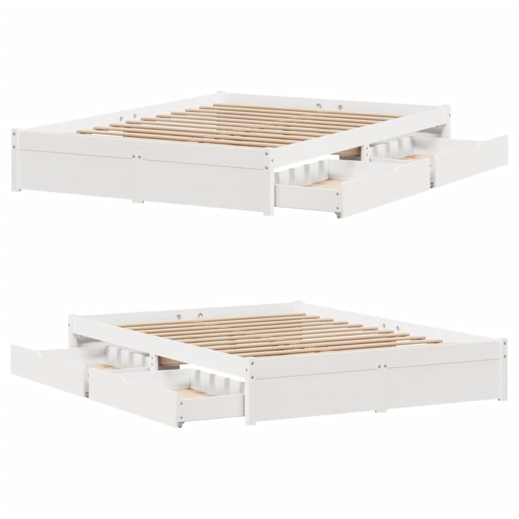 Letto senza Materasso Bianco 135x190 cm Legno Massello di Pino 3301653