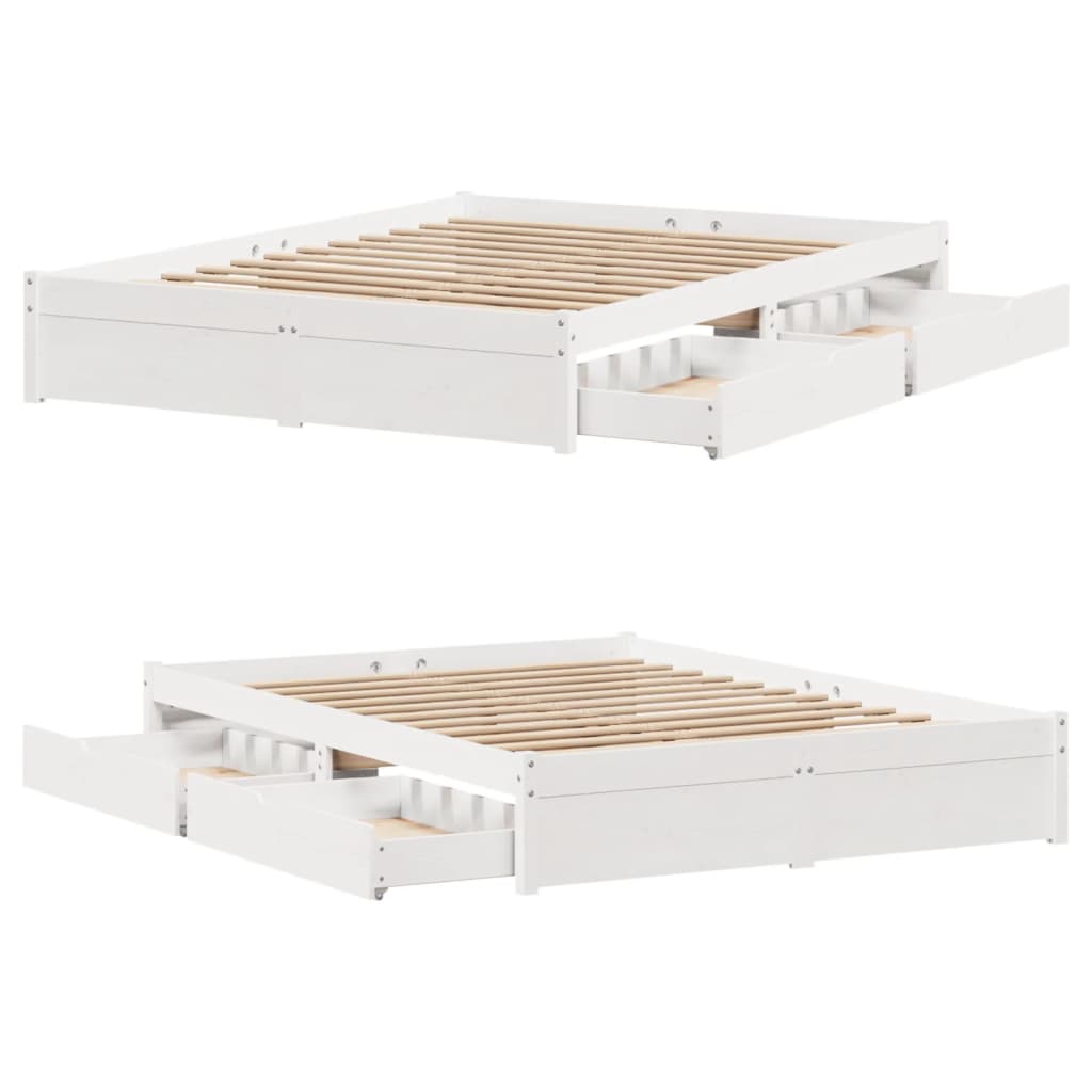 Letto senza Materasso Bianco 160x200 cm Legno Massello di Pino 3301667