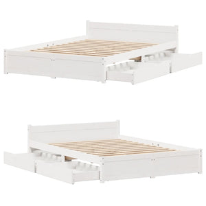 Letto senza Materasso Bianco 150x200 cm Legno Massello di Pino 3301691