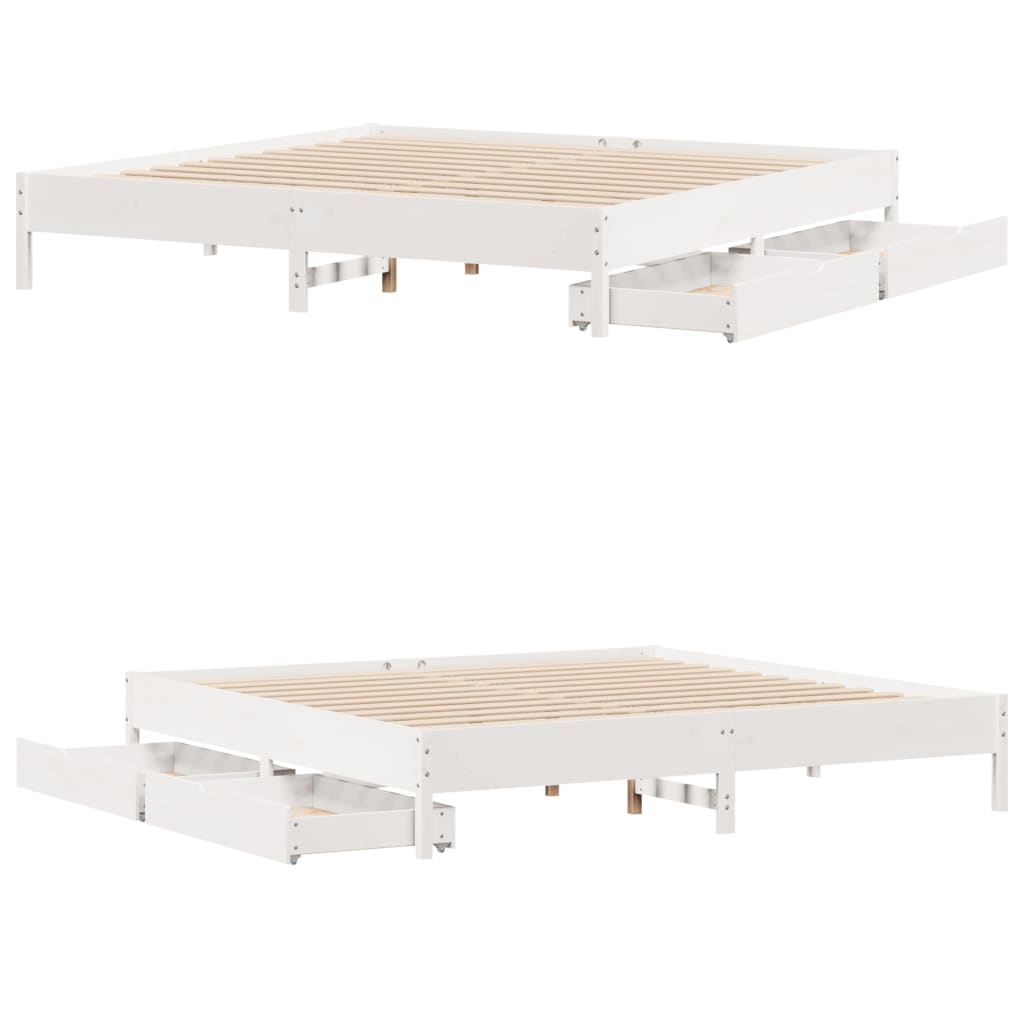 Letto senza Materasso Bianco 180x200 cm Legno Massello di Pino 3301702