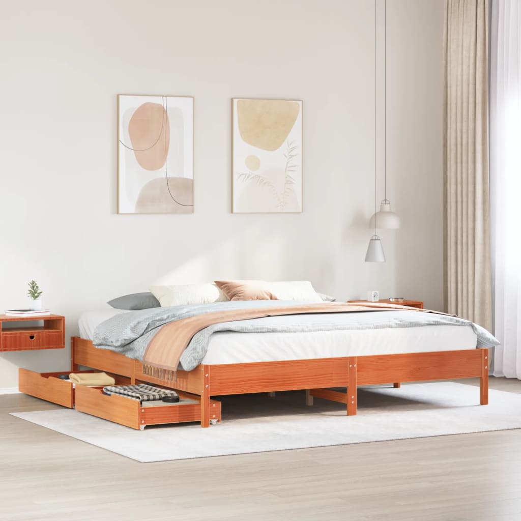 Letto senza Materasso Marrone Cera 180x200 cm in Legno di Pino 3301703