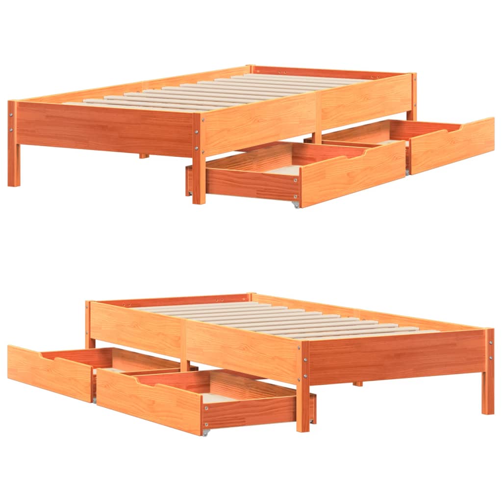 Letto senza Materasso Marrone Cera 100x200 cm in Legno di Pino 3301718