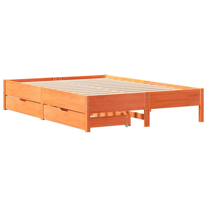 Letto senza Materasso Marrone Cera 135x190 cm in Legno di Pino 3301727