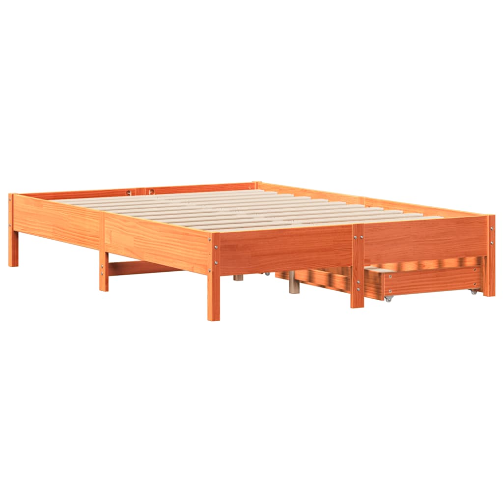 Letto senza Materasso Marrone Cera 135x190 cm in Legno di Pino 3301727