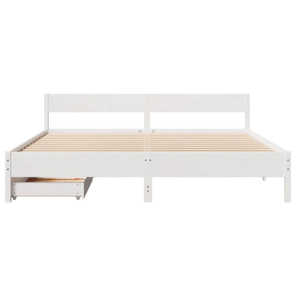 Letto senza Materasso Bianco 160x200 cm Legno Massello di Pino 3301744