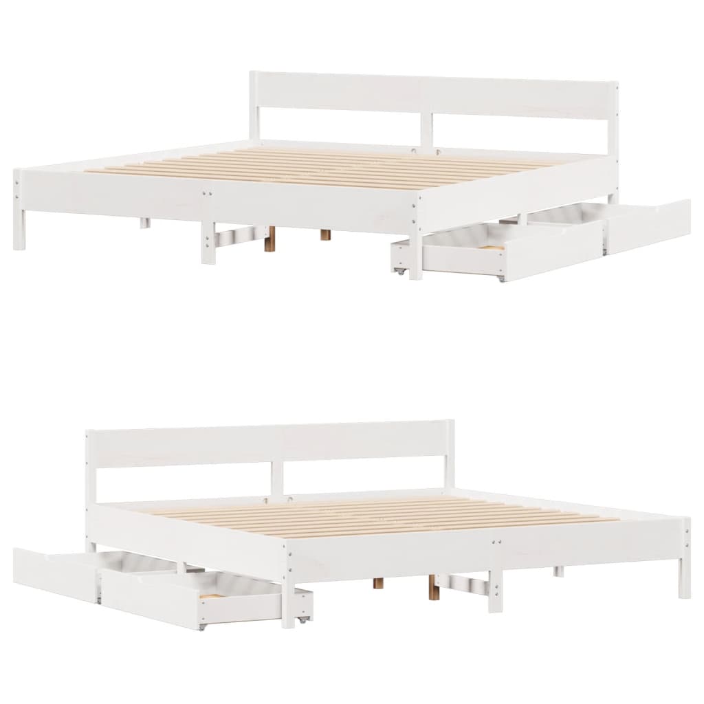 Letto senza Materasso Bianco 160x200 cm Legno Massello di Pino 3301744