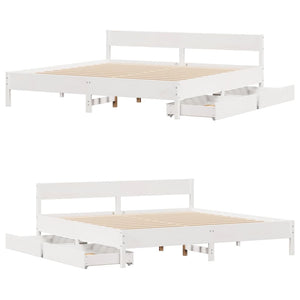 Letto senza Materasso Bianco 160x200 cm Legno Massello di Pino 3301744