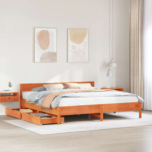 Letto senza Materasso Marrone Cera 160x200 cm in Legno di Pino 3301745