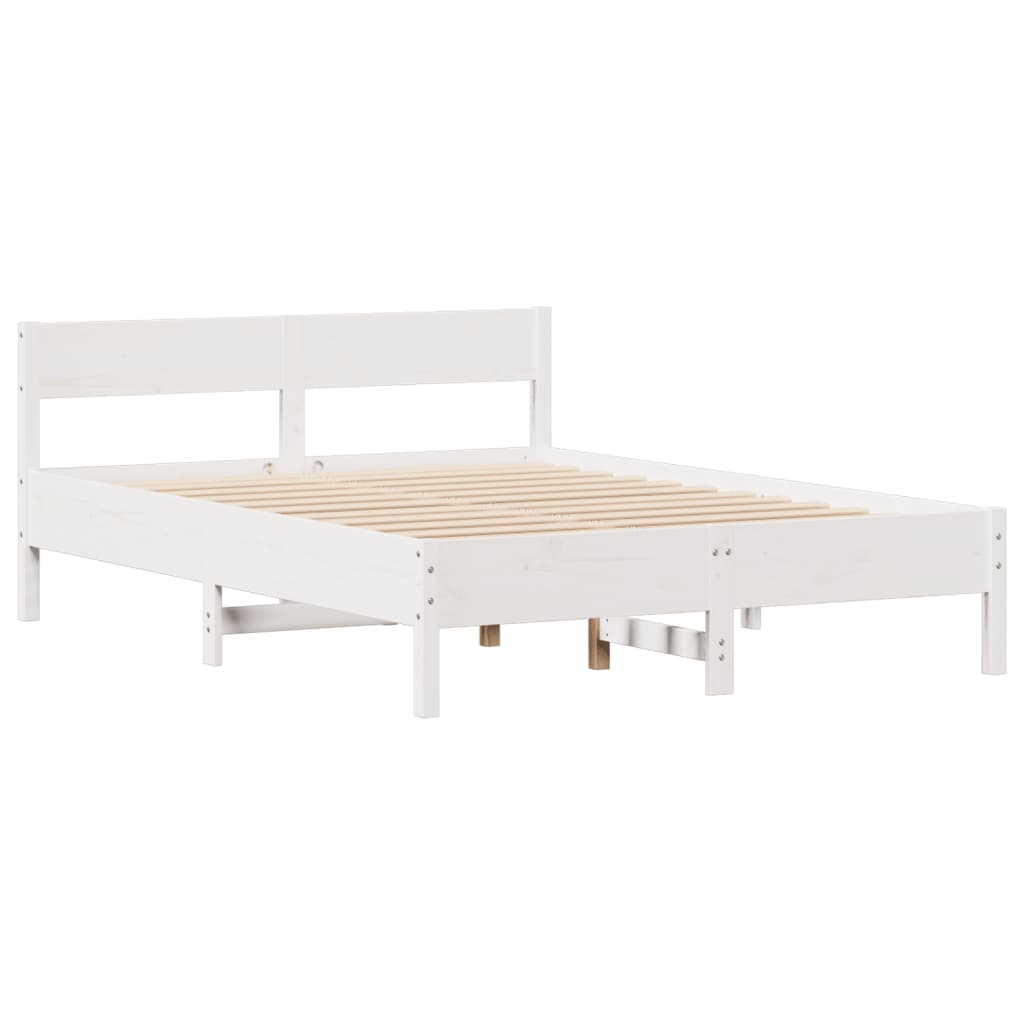 Letto senza Materasso Bianco 150x200 cm Legno Massello di Pino 3301747