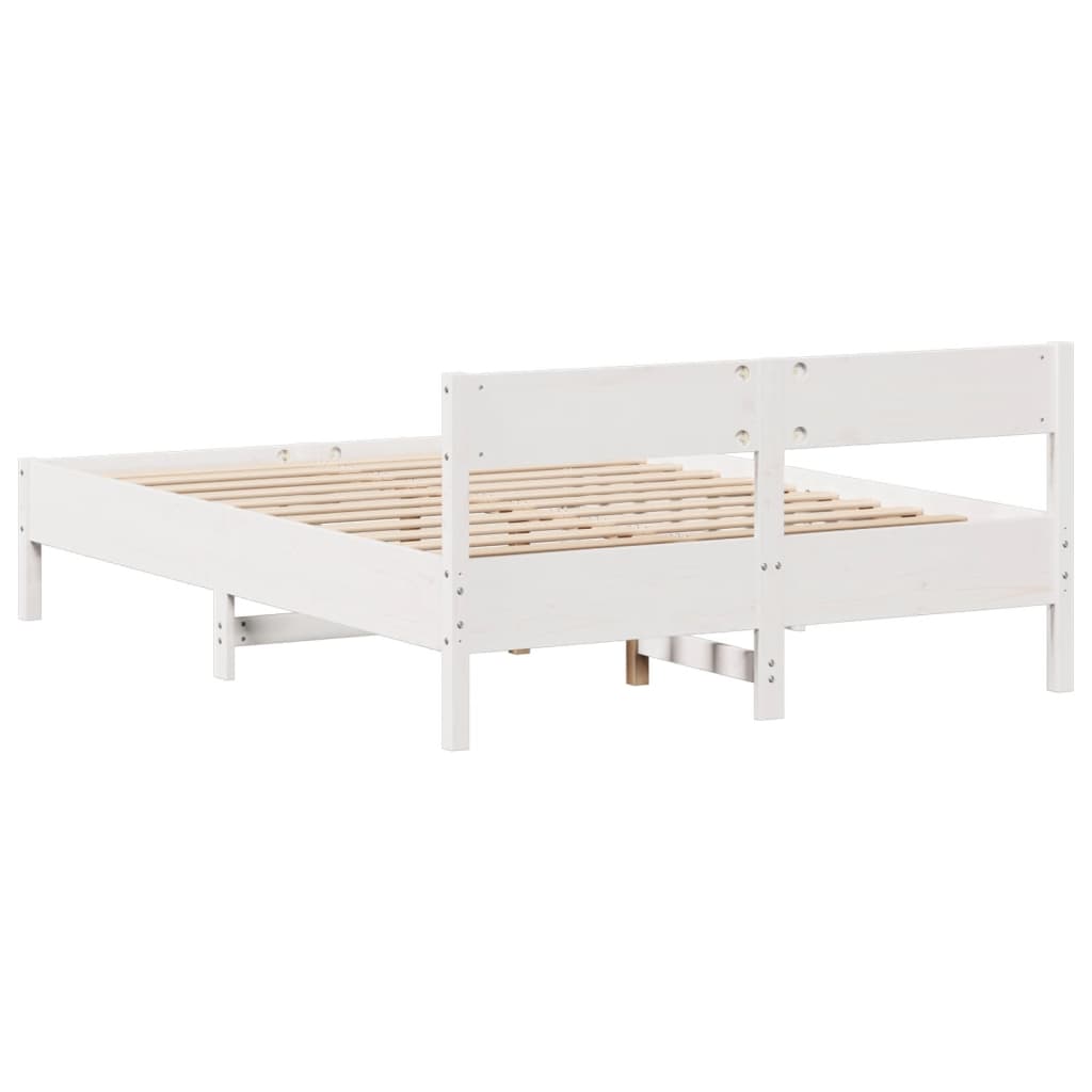 Letto senza Materasso Bianco 150x200 cm Legno Massello di Pino 3301747