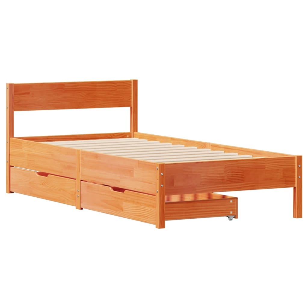 Letto senza Materasso Marrone Cera 90x200 cm Legno di Pino 3301760