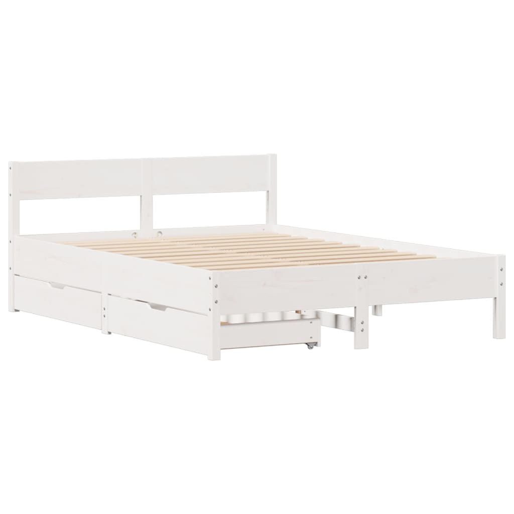 Letto senza Materasso Bianco 140x190 cm Legno Massello di Pino 3301762