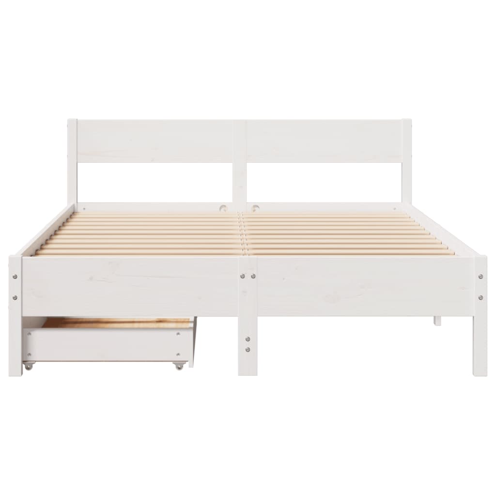 Letto senza Materasso Bianco 140x190 cm Legno Massello di Pino 3301762