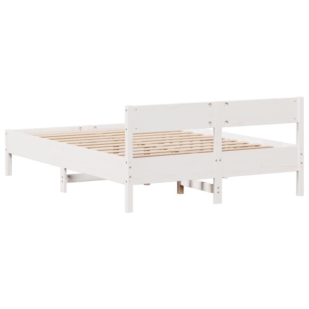 Letto senza Materasso Bianco 140x190 cm Legno Massello di Pino 3301762