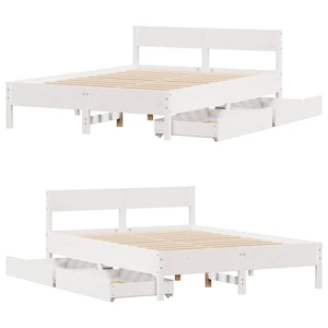 Letto senza Materasso Bianco 140x190 cm Legno Massello di Pino 3301762