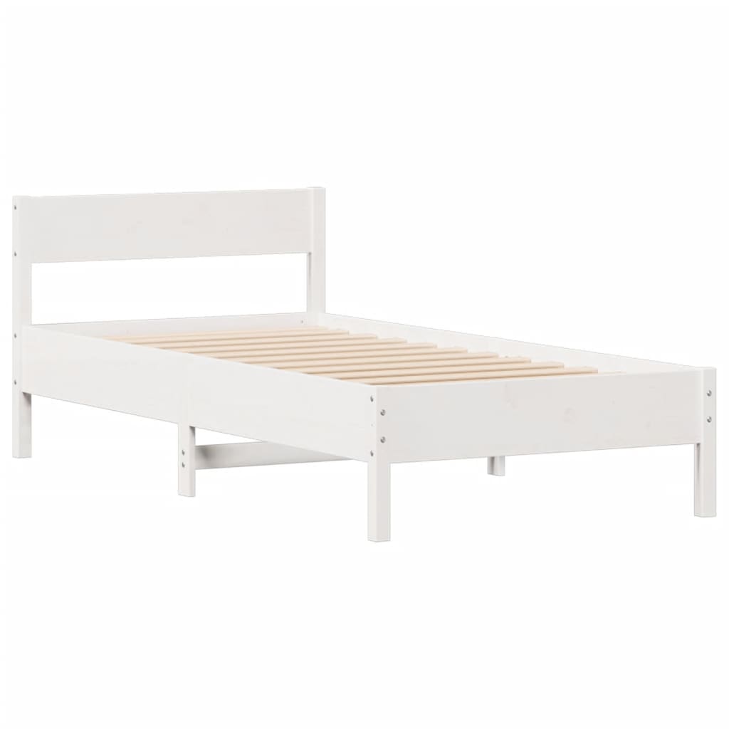 Letto senza Materasso Bianco 90x190 cm in Legno Massello Pino 3301771