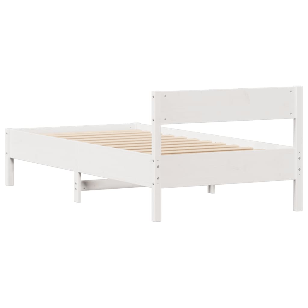 Letto senza Materasso Bianco 90x190 cm in Legno Massello Pino 3301771