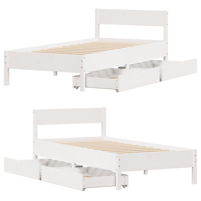 Letto senza Materasso Bianco 90x190 cm in Legno Massello Pino 3301771