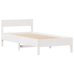 Letto senza Materasso Bianco 75x190 in Legno Massello di Pino 3301774