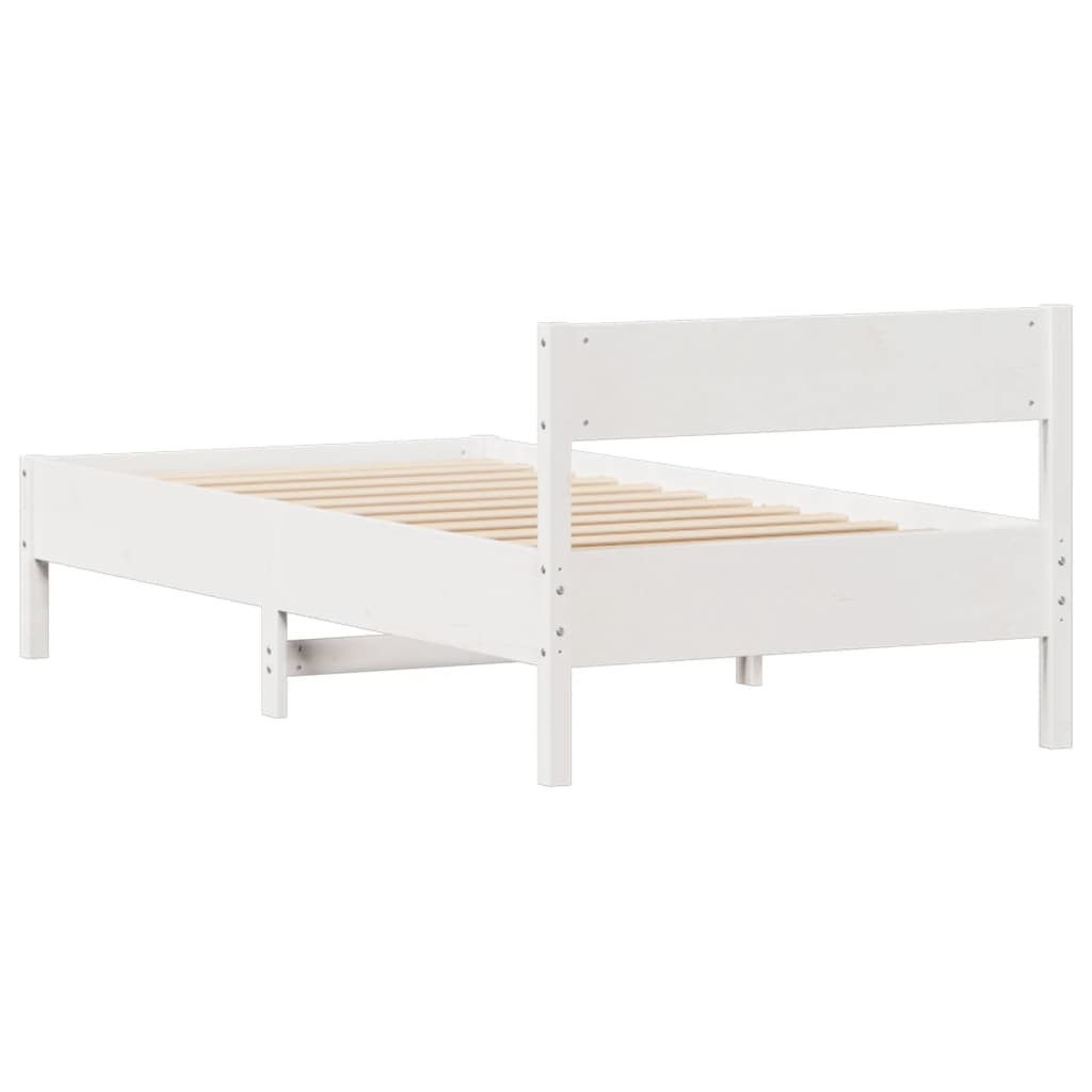 Letto senza Materasso Bianco 75x190 in Legno Massello di Pino 3301774