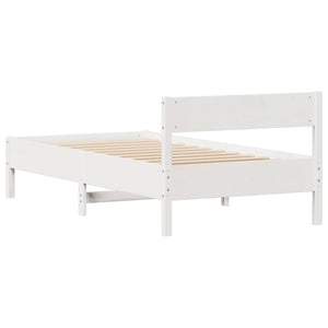 Letto senza Materasso Bianco 75x190 in Legno Massello di Pino 3301774