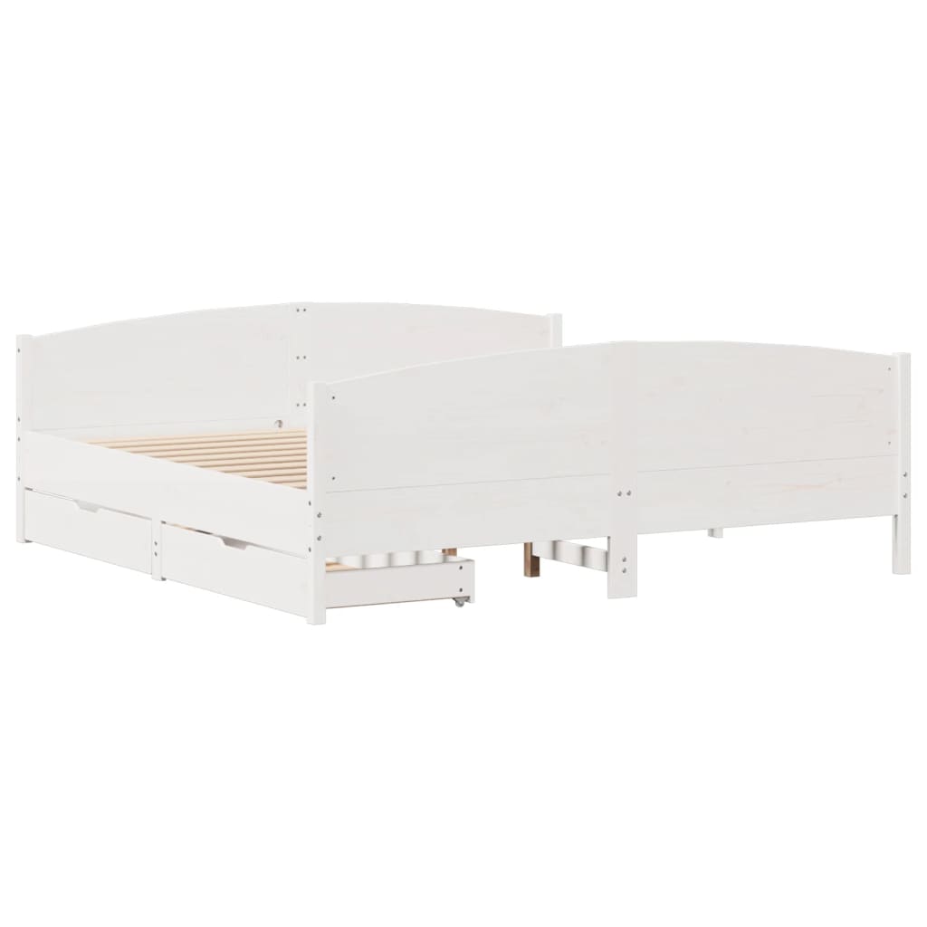 Letto senza Materasso Bianco 160x200 cm Legno Massello di Pino 3301783