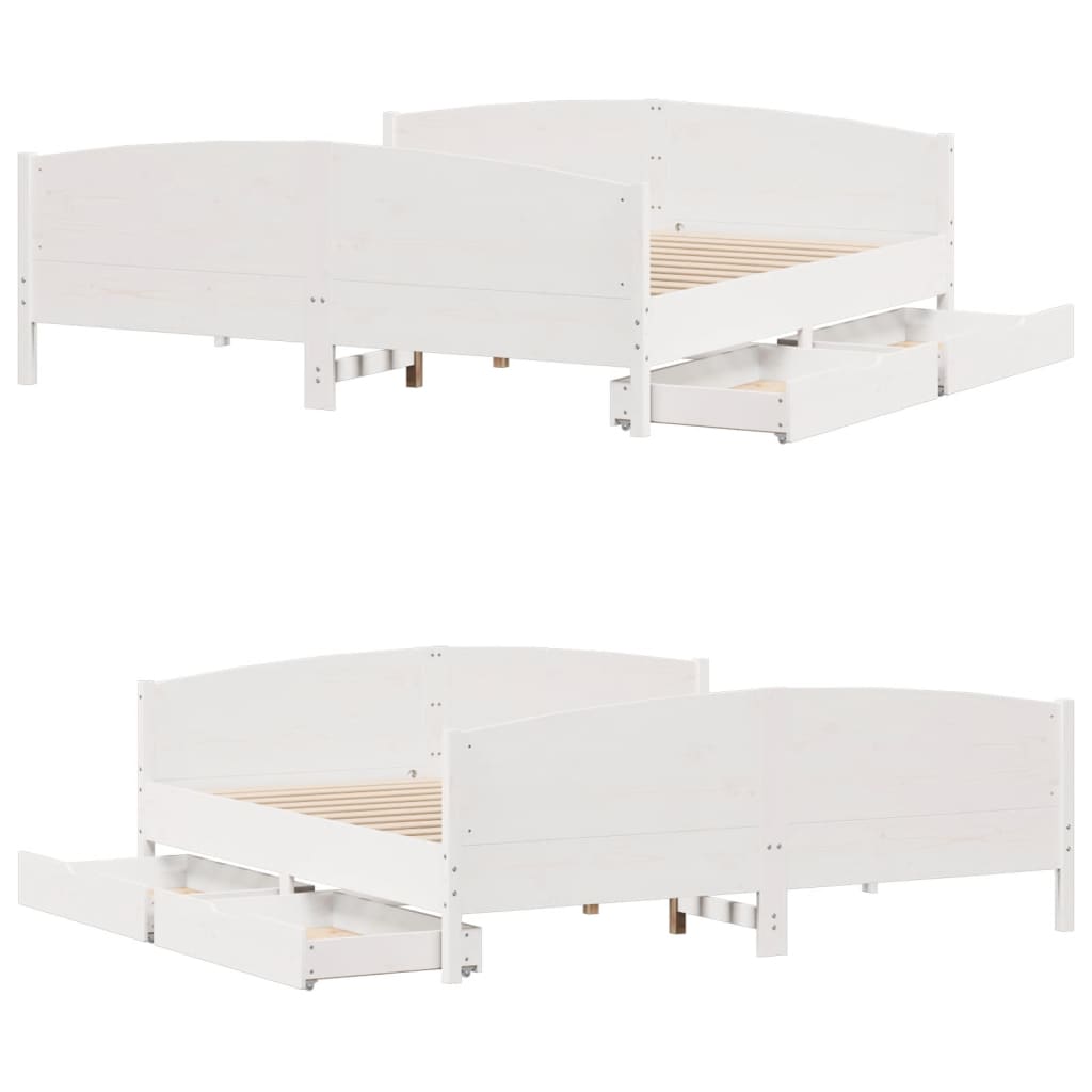 Letto senza Materasso Bianco 160x200 cm Legno Massello di Pino 3301783