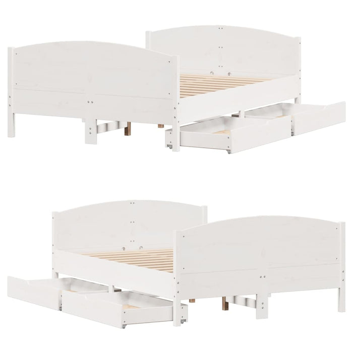 Letto senza Materasso Bianco 140x190 cm Legno Massello di Pino 3301795