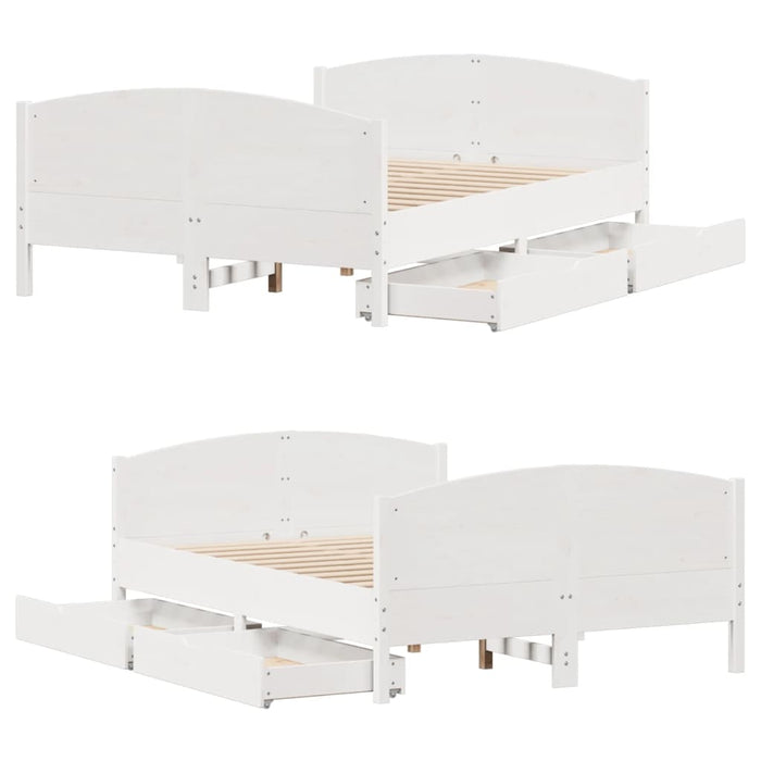 Letto senza Materasso Bianco 135x190 cm Legno Massello di Pino 3301798