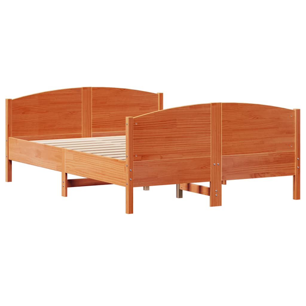 Letto senza Materasso Marrone Cera 135x190 cm in Legno di Pino 3301799