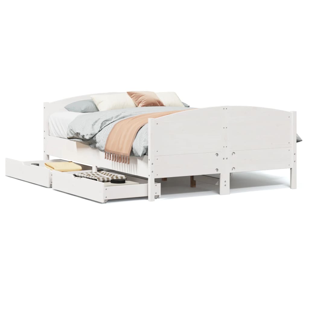 Letto senza Materasso Bianco 120x190 cm Legno Massello di Pino 3301801