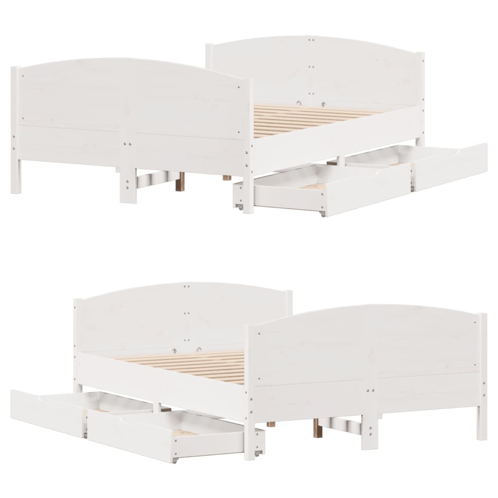 Letto senza Materasso Bianco 120x190 cm Legno Massello di Pino 3301801